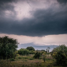 Mount Etna, seen from Giardini Naxos. Smoky!
